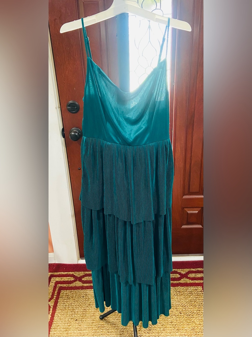 Lulu's Green Tiered Strapless Slip Dress with Spaghetti Straps